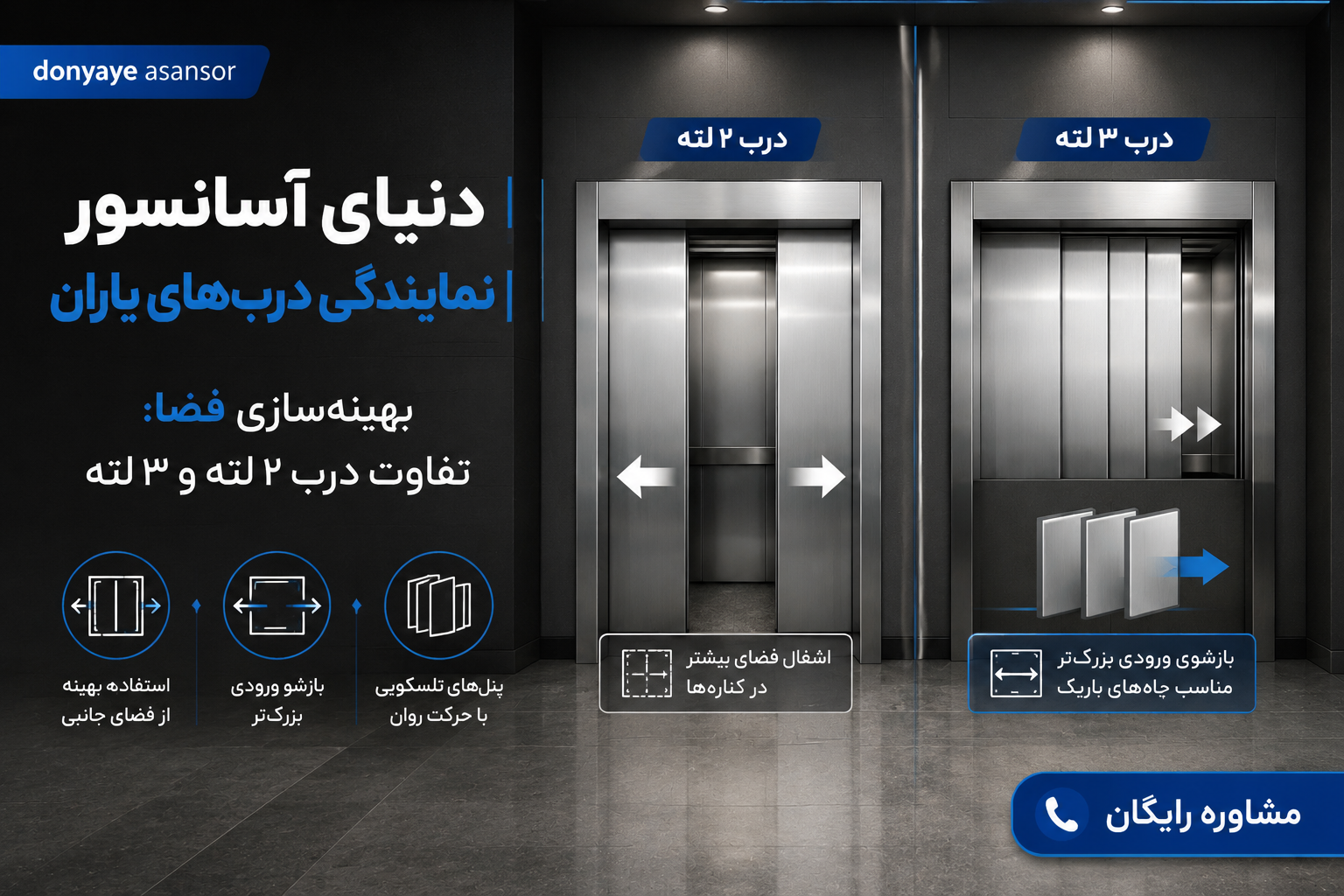 درب آسانسور دو لته یاران